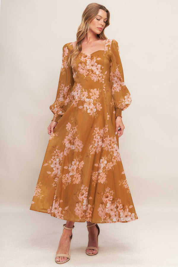 golden-blossom-woven-ankle-dress Flying Tomato - Sophia's StyleDRESSES-1